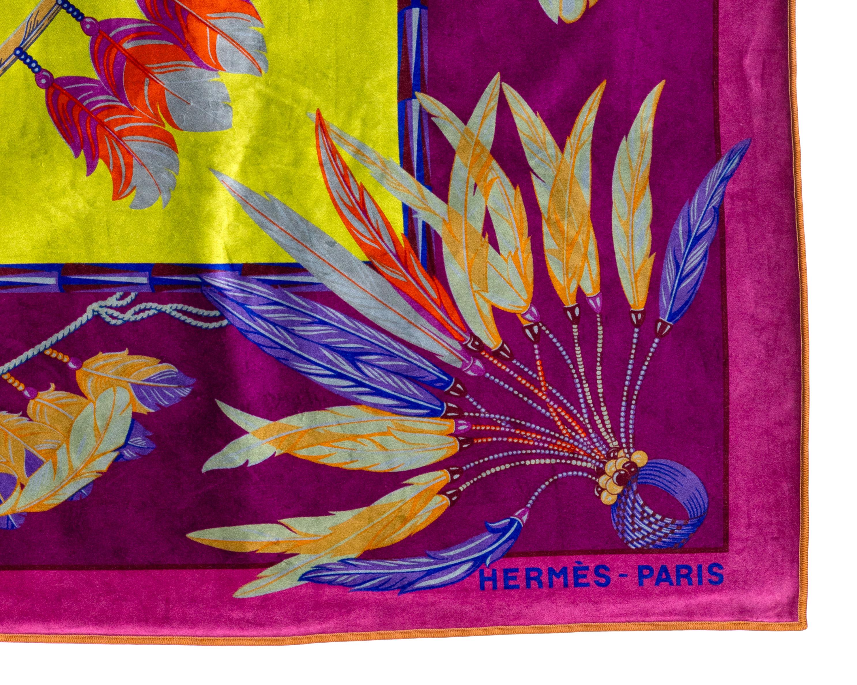 Hermes Plaid Throw - Brazil - 135x170cm Coton Modal - Aubergine Fuchia NEW For Sale 7