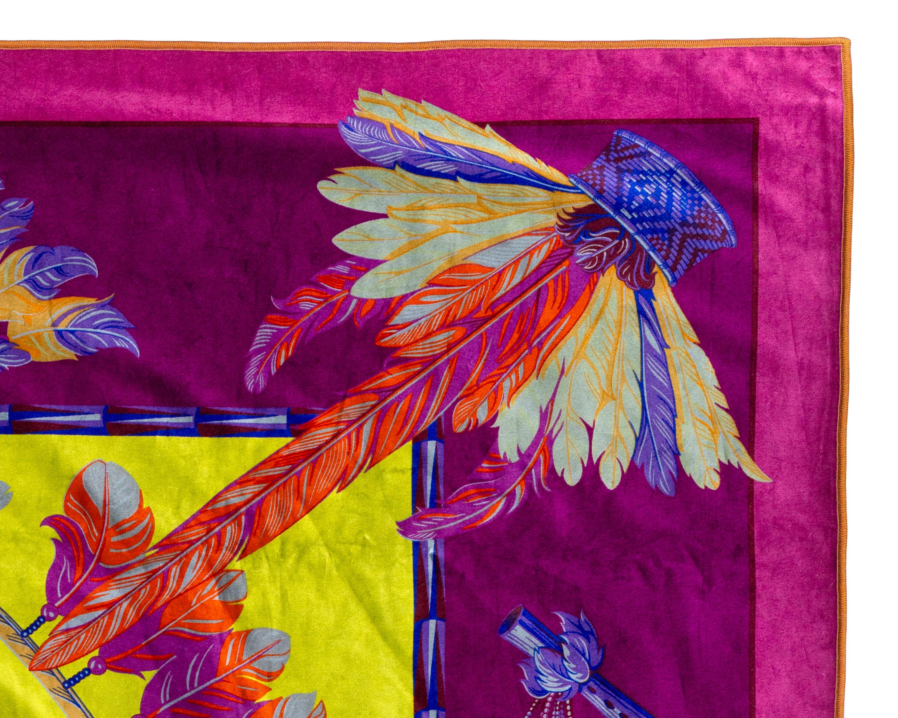 Hermes Plaid Throw - Brazil - 135x170cm Coton Modal - Aubergine Fuchia NEW For Sale 1