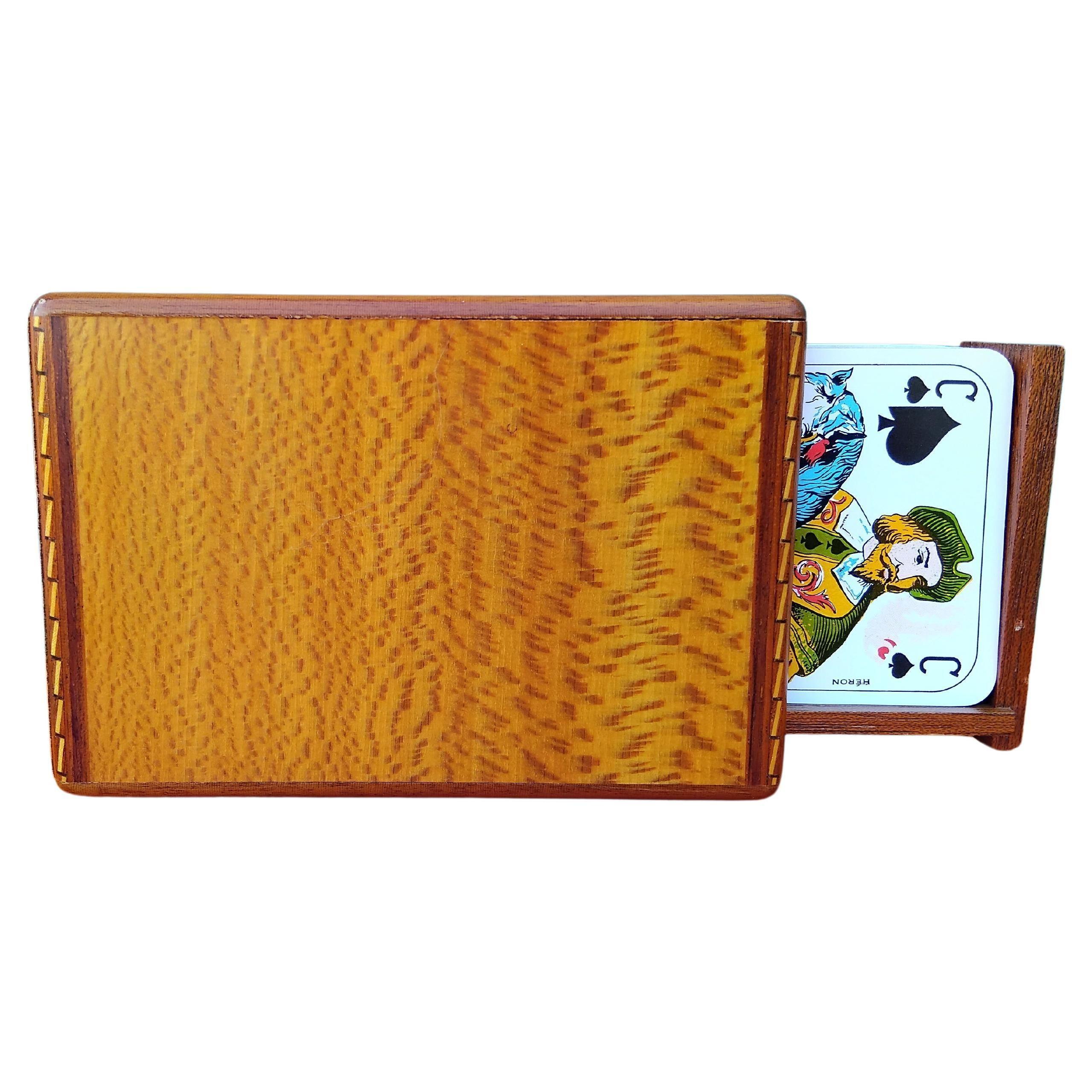 Women's or Men's Hermès Playing Cards Box Card Game Case in Lacquered Elm Burl Wood For Sale