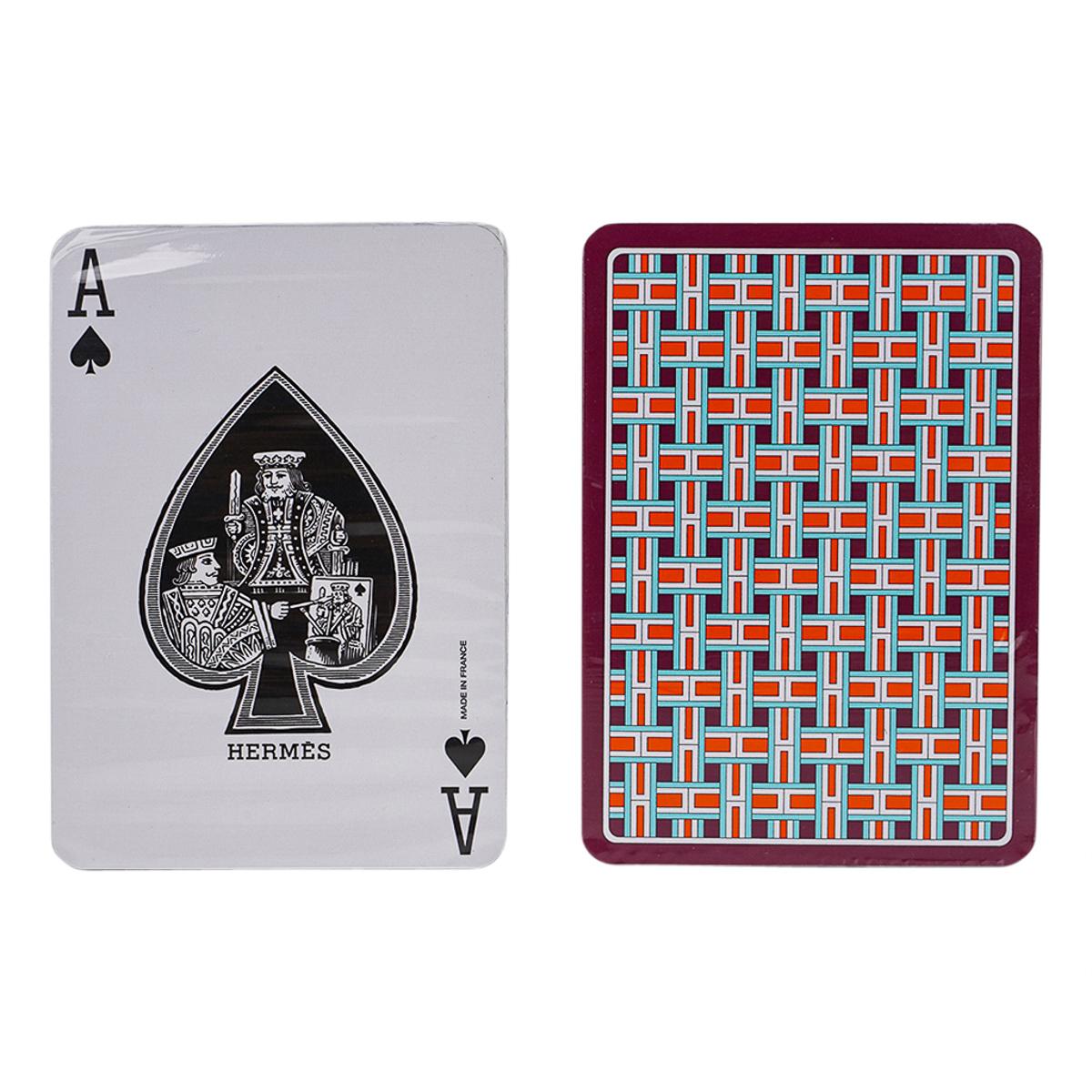 Gris Hermès - Basket de jeu de cartes en forme de H, motif tissage, neuf dans sa boîte en vente