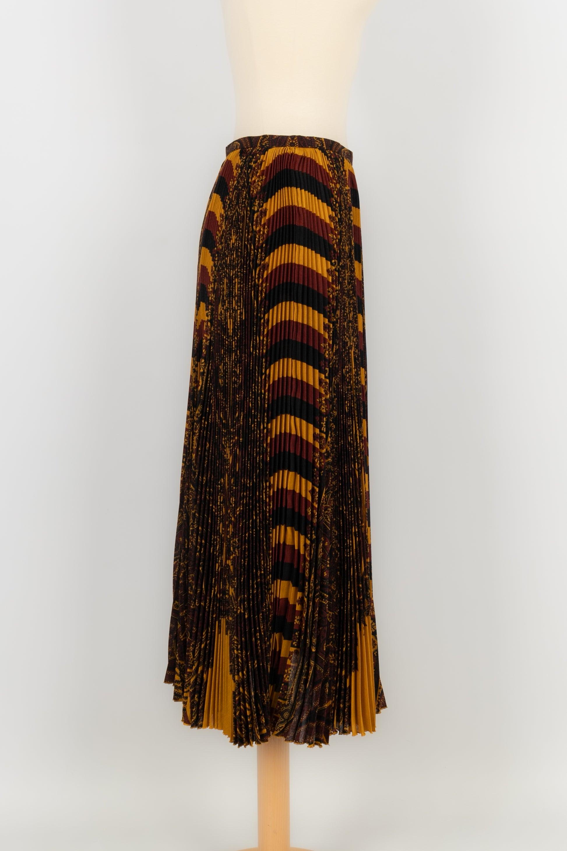 Hermès Jupe plissée en soie, cachemire et laine 34FR Pour femmes en vente