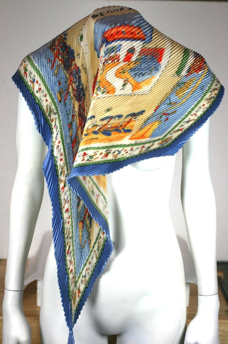 Hermes Pleated Silk Scarf "Retour a la Terre" at 1stDibs hermes
