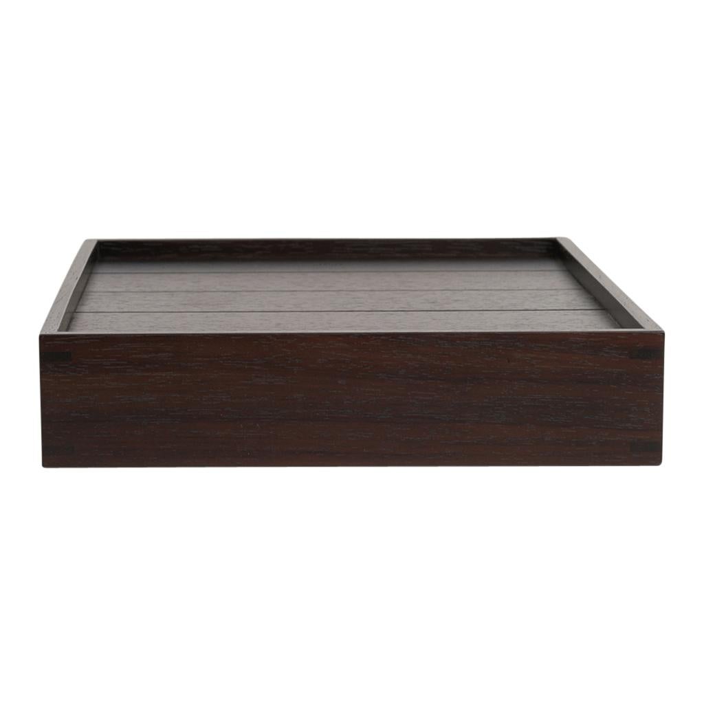 Hermes Pleiade Desk Tray Mahogany Wood / Etoupe Taurillon Leather New For Sale 3