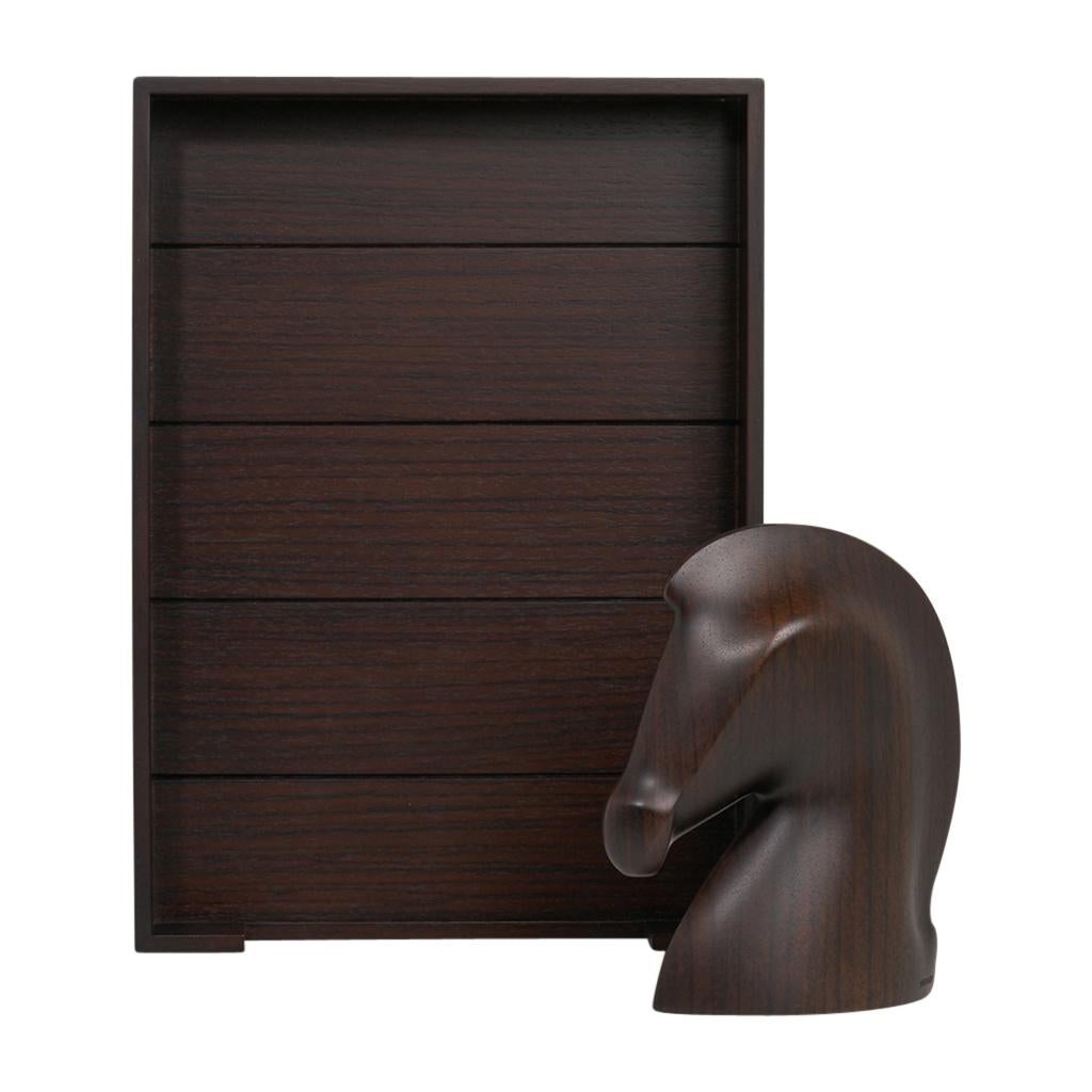 Hermes Pleiade Desk Tray Mahogany Wood / Etoupe Taurillon Leather New In New Condition For Sale In Miami, FL