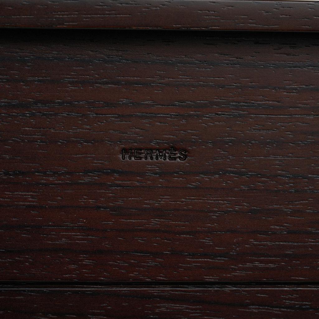 Plateau de bureau Hermès Pleiade en bois d'acajou/cuir étoupe cuir Taurillon, Neuf en vente 3