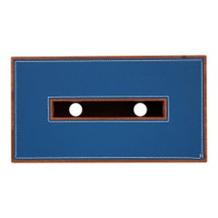 Hermes Pleiade Tissue Box Large Model Mahogany / Blue Izmir Leather New w/Box