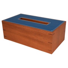 Hermes Pleiade Tissue Box Large Model Mahogany / Blue Izmir Leather New w/Box
