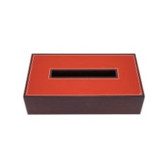Hermes Pleiade Tissue Box Small Model Mahogany Wood Brique Leather