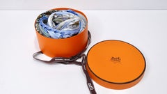 Hermes Plisse Sciarpa di seta plissettata con motivo alaskano blu