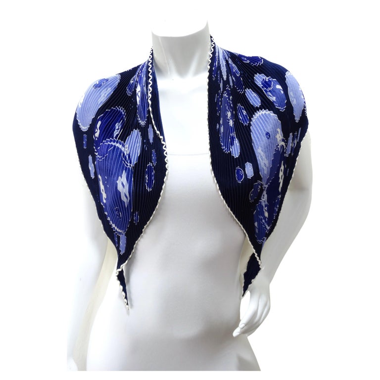 Hermes Plisse Pleated Purple Bubble Silk Scarf For Sale at 1stDibs