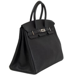 HERMES Plomb (off black) Togo leather BIRKIN 35 Bag Palladium