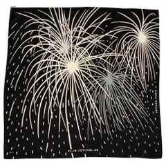 HERMES Pluie D'Etincelles by Wlodzimierz Kaminski Black & White Silk Scarf