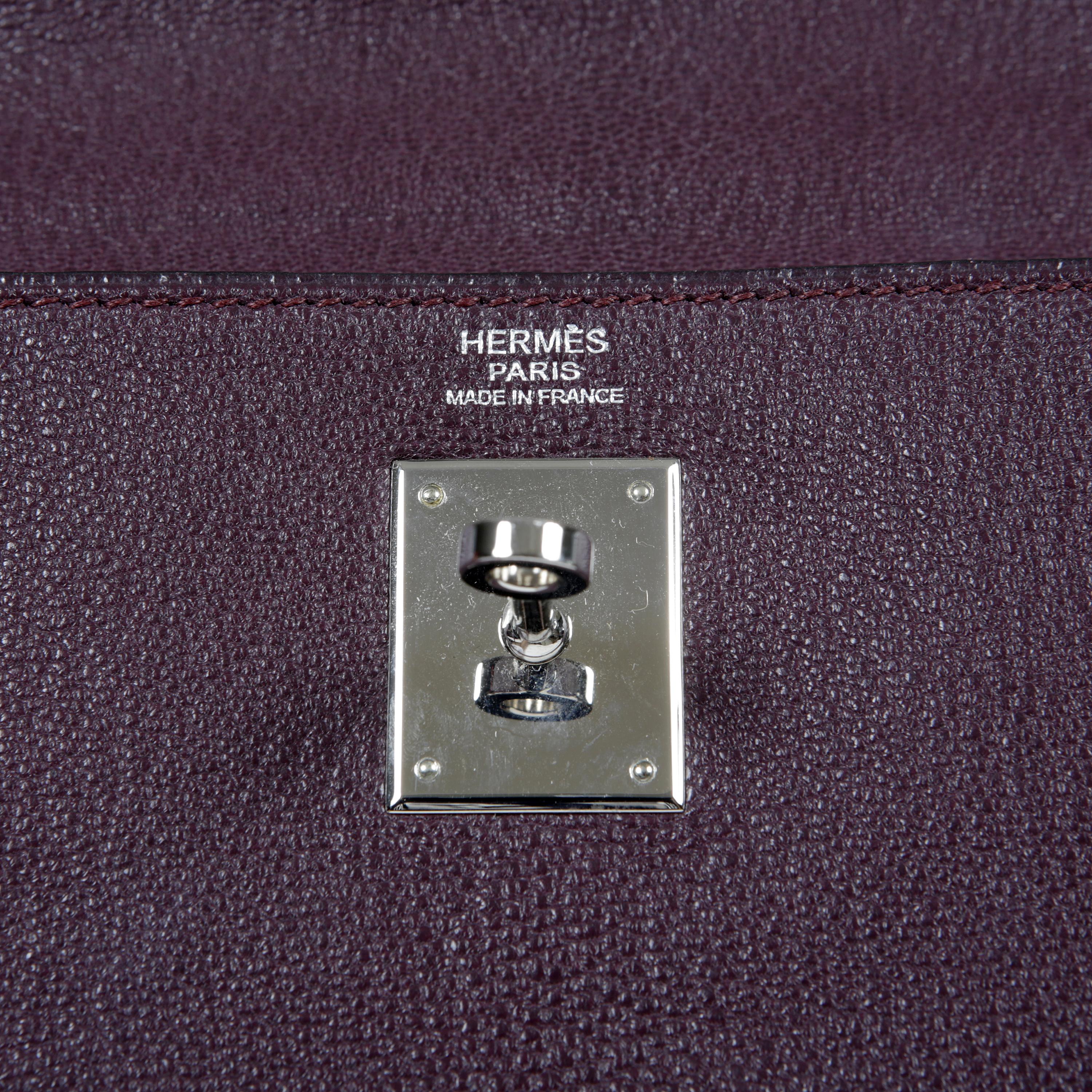 Hermès Plum Chevre Leather 32 cm Kelly Bag 2