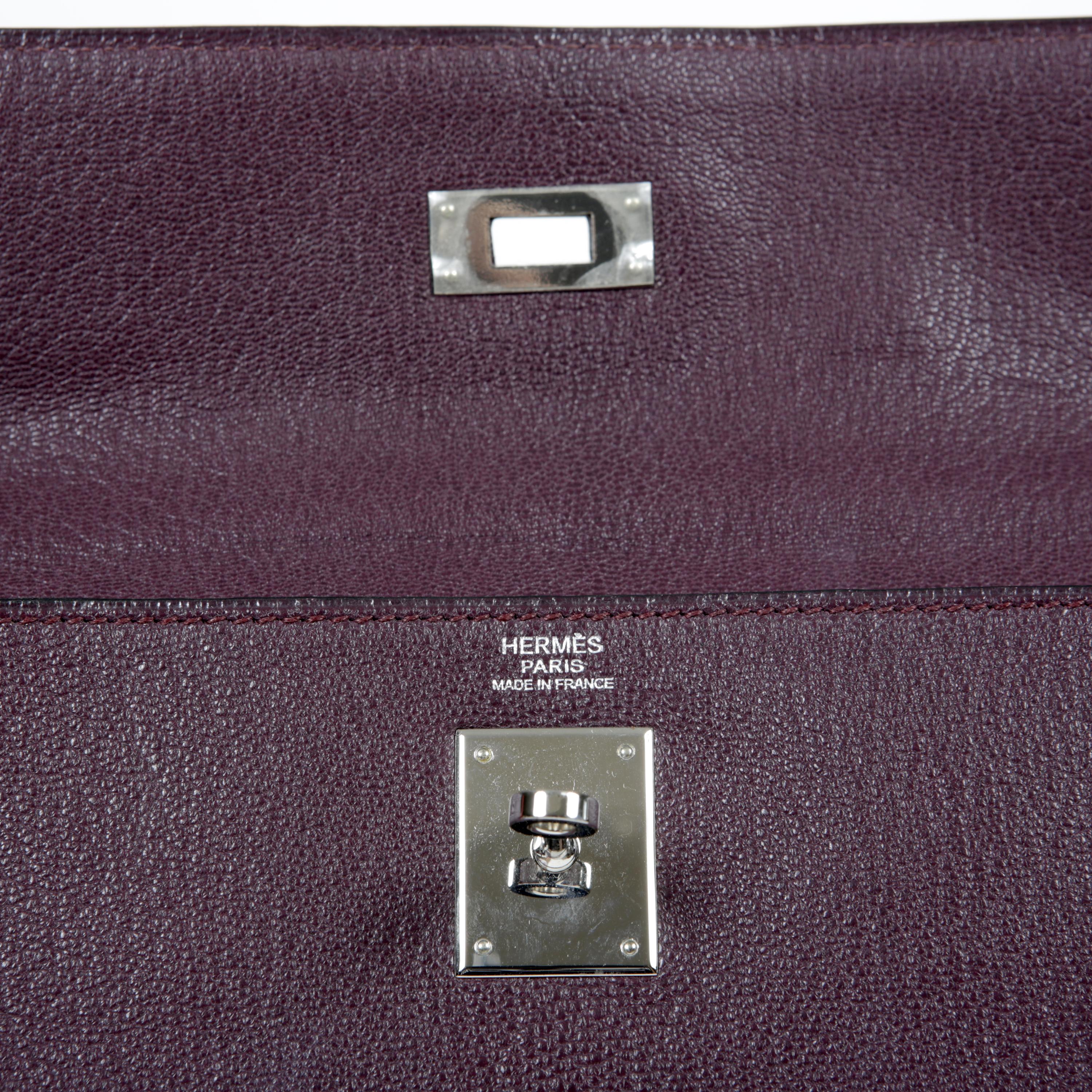 Hermès Plum Chevre Leather 32 cm Kelly Bag 3