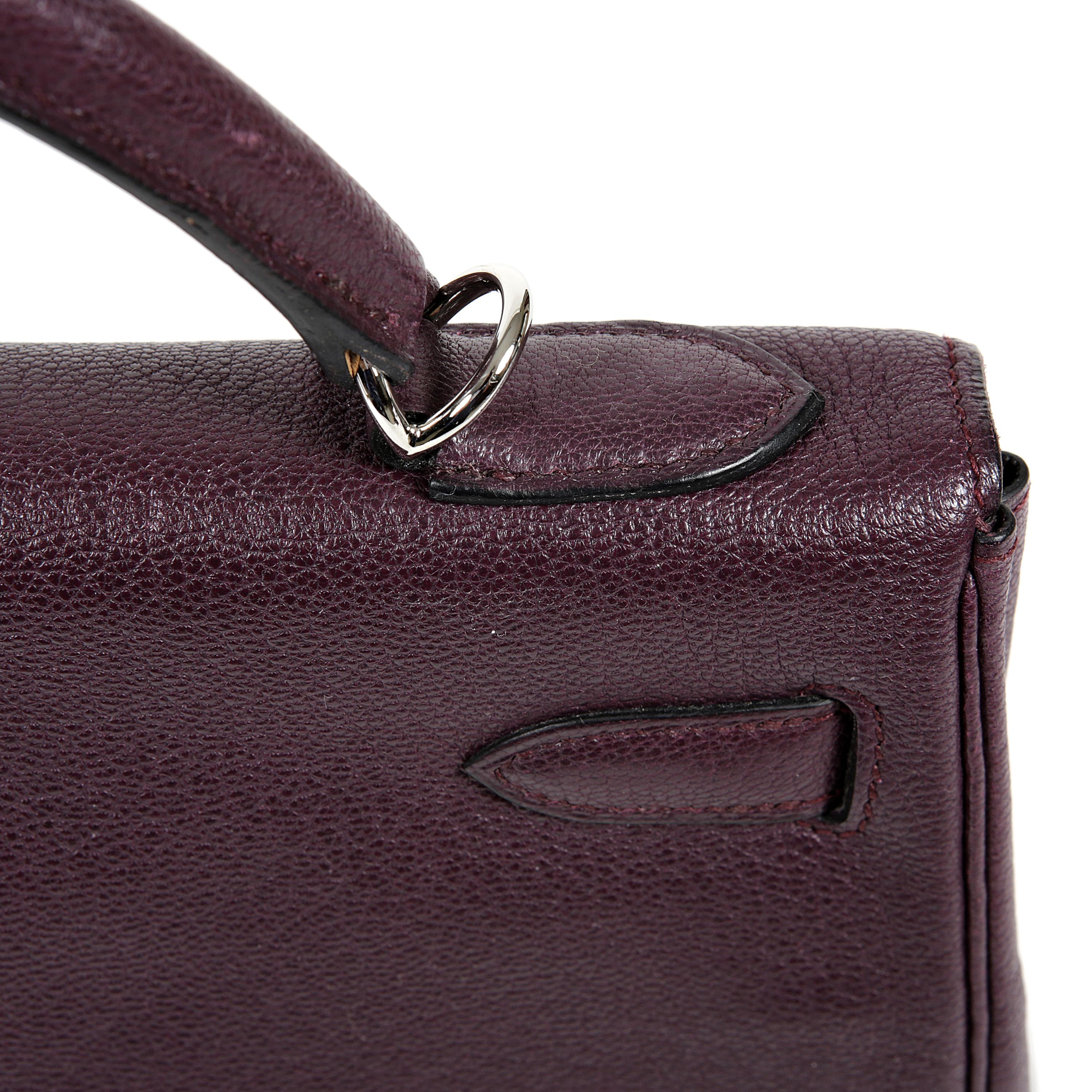 Hermès Plum Chevre Leather 32 cm Kelly Bag 5