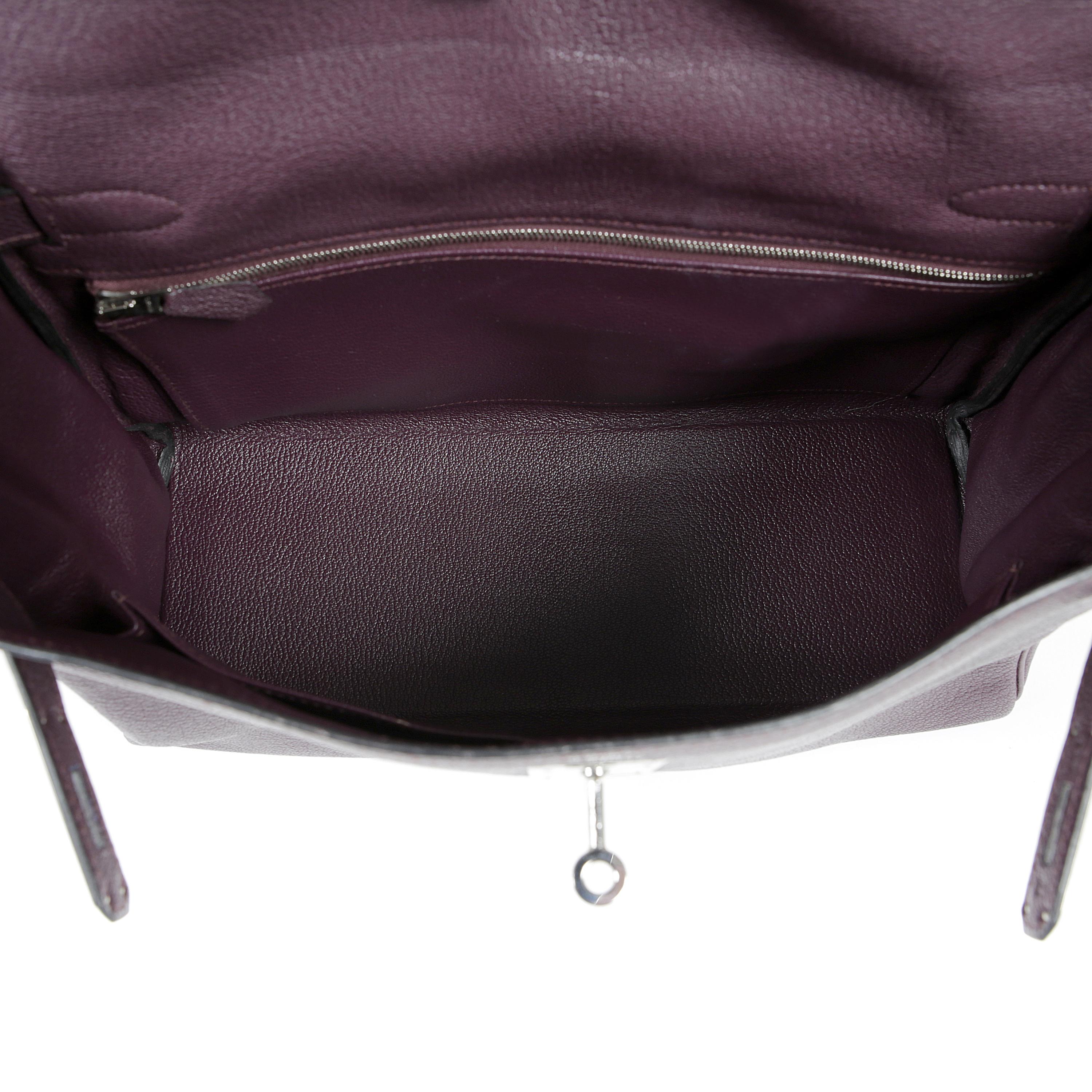Hermès Plum Chevre Leather 32 cm Kelly Bag 7