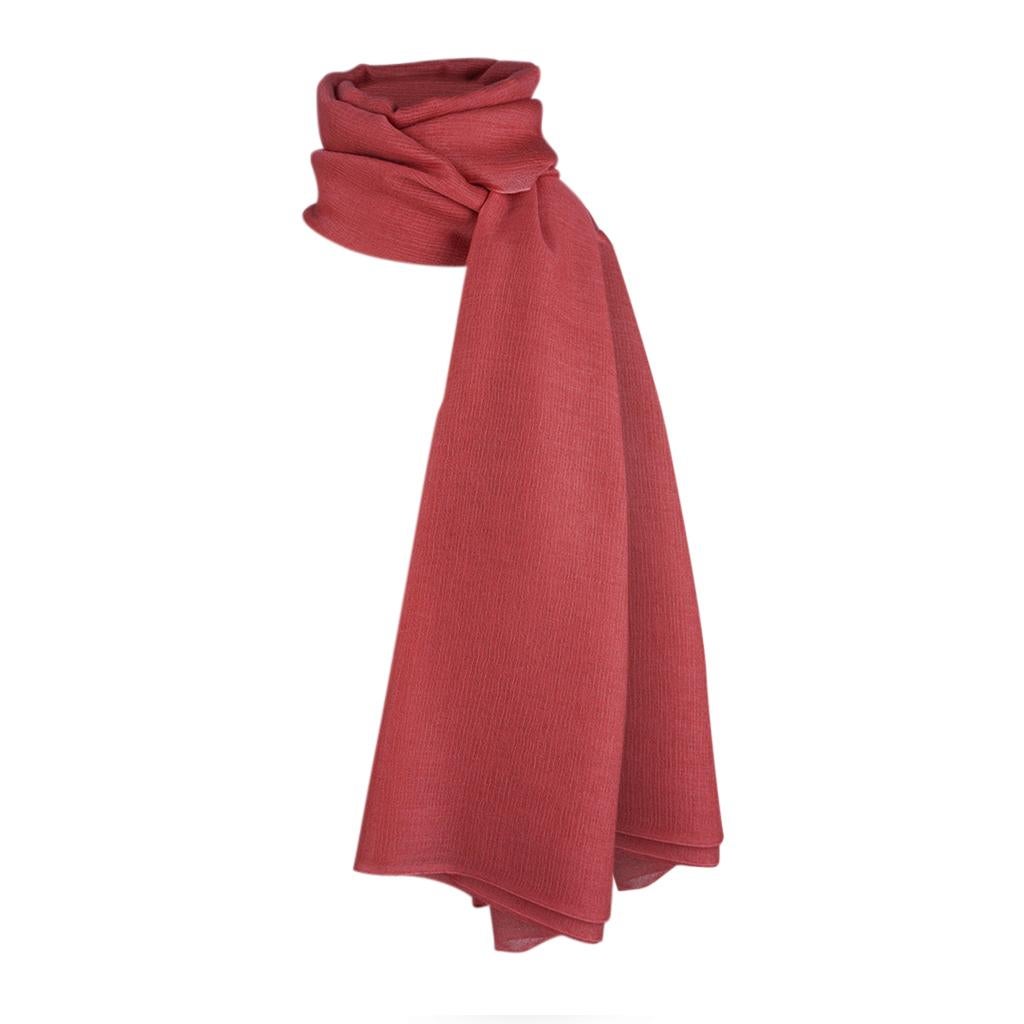 Women's Hermes Plume Allumette Bois De Rose Scarf Feather Light Cashmere / Silk