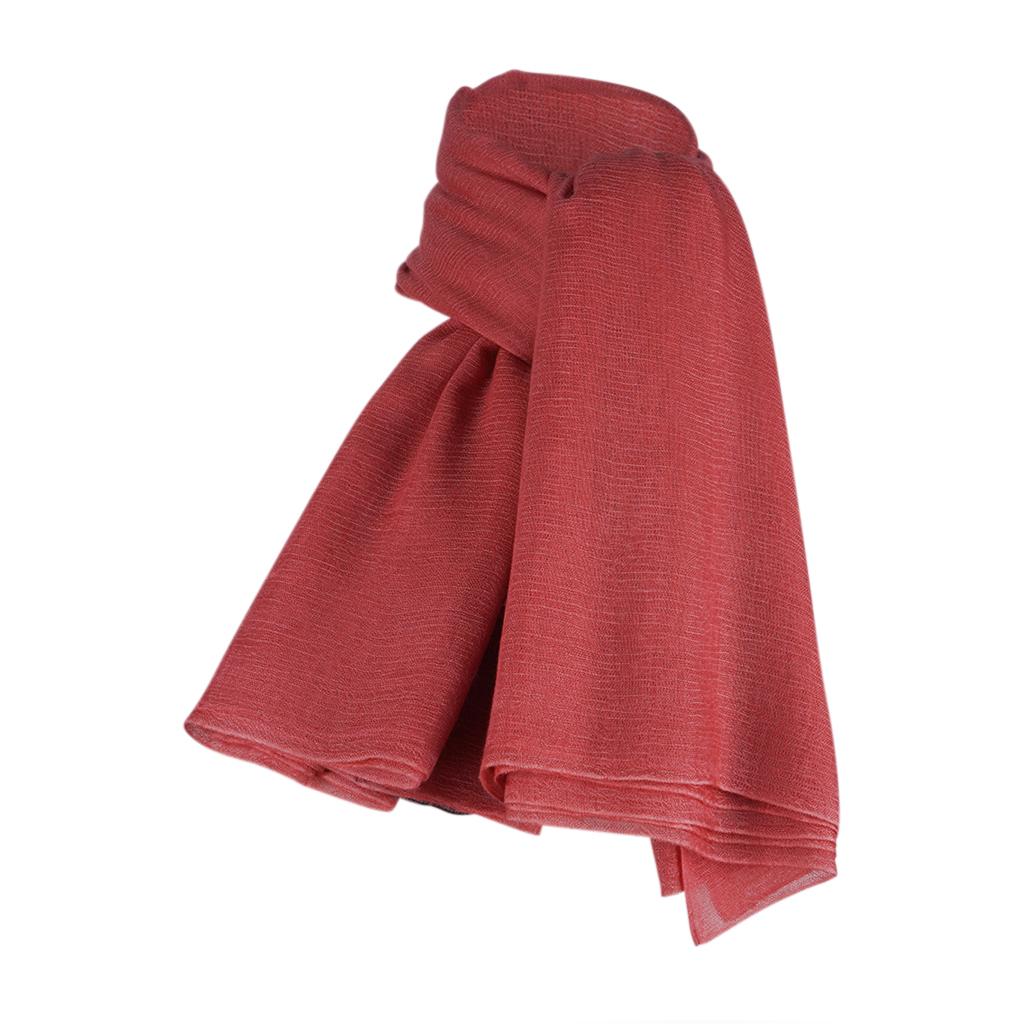 Hermes Plume Allumette Bois De Rose Scarf Feather Light Cashmere / Silk 3