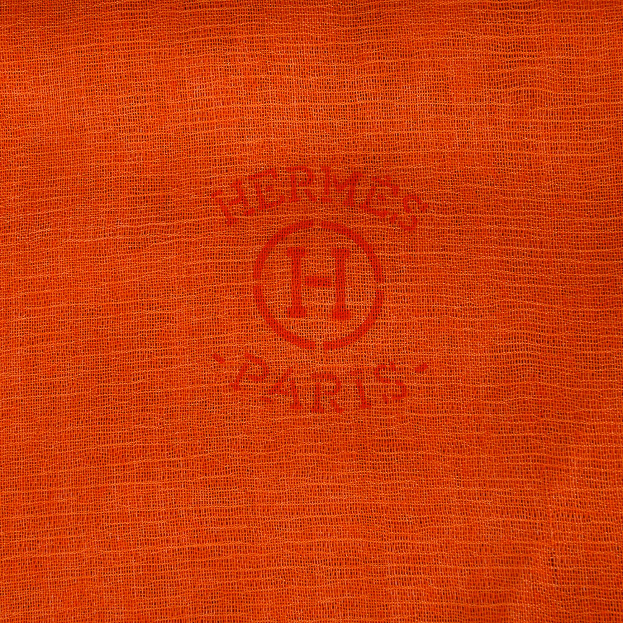 Women's Hermes Plume Allumette Ombre Shawl Orange to Bronze Cashmere / Silk For Sale