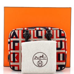 Hermes Plume Bag Printed Toile and Leather 28