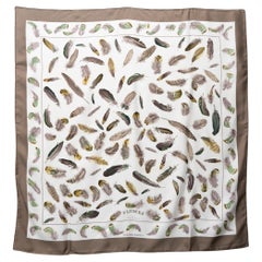 Used Hermes Plumes by Henri De Linares Silk Scarf