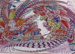 Hermes Plumes en Fete CASHMERE Shawl Scarf 140cm New Aline Honoré Gris Mauve