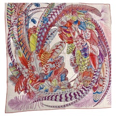 Hermes Plumes en Fete CASHMERE Shawl Scarf 140cm New Aline Honoré Gris Mauve