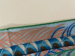 Hermes Plumes en Fete Silk Scarf 90cm New Aline Honoré Ciel Vert