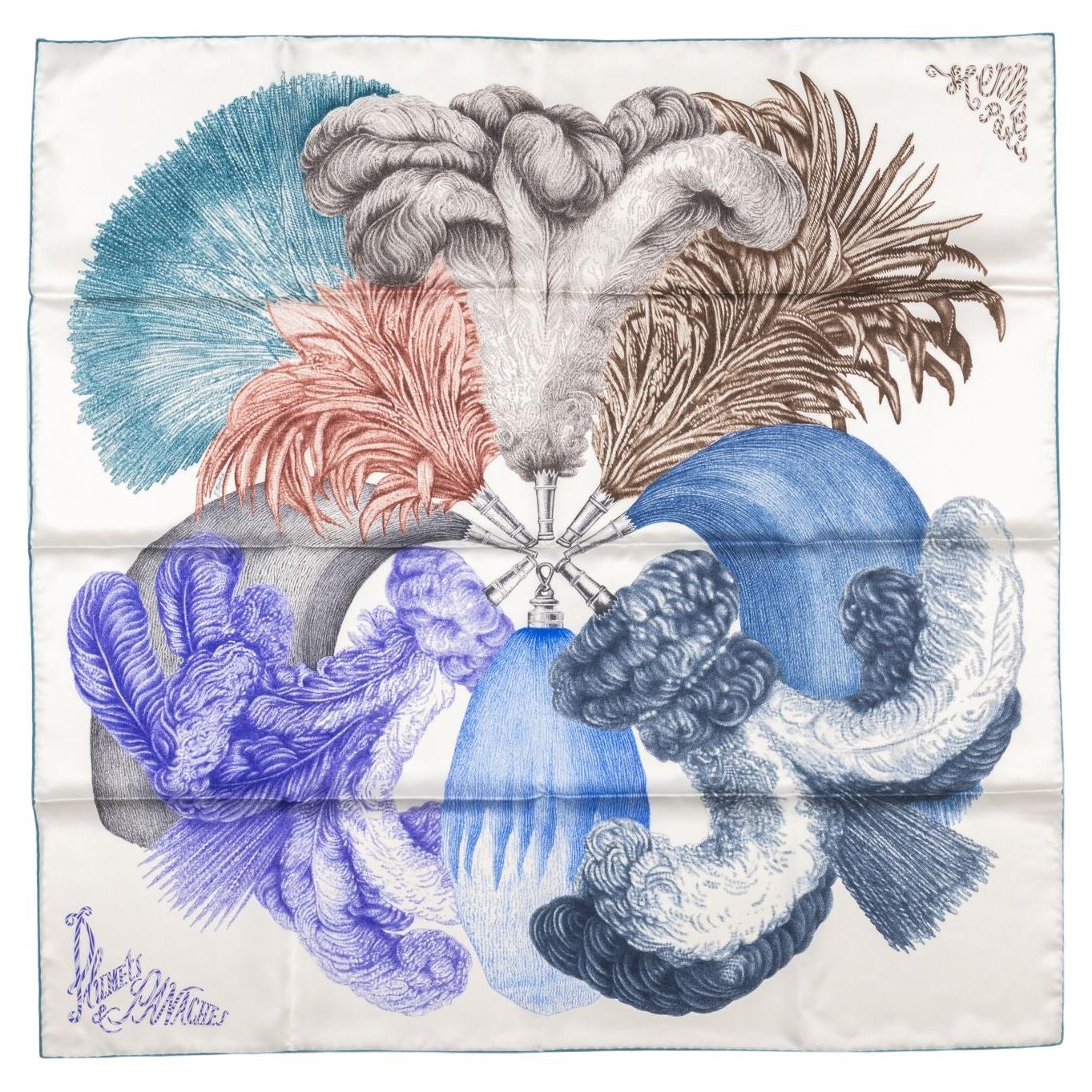 Hermès Plumets et Panaches Silk scarf BN For Sale