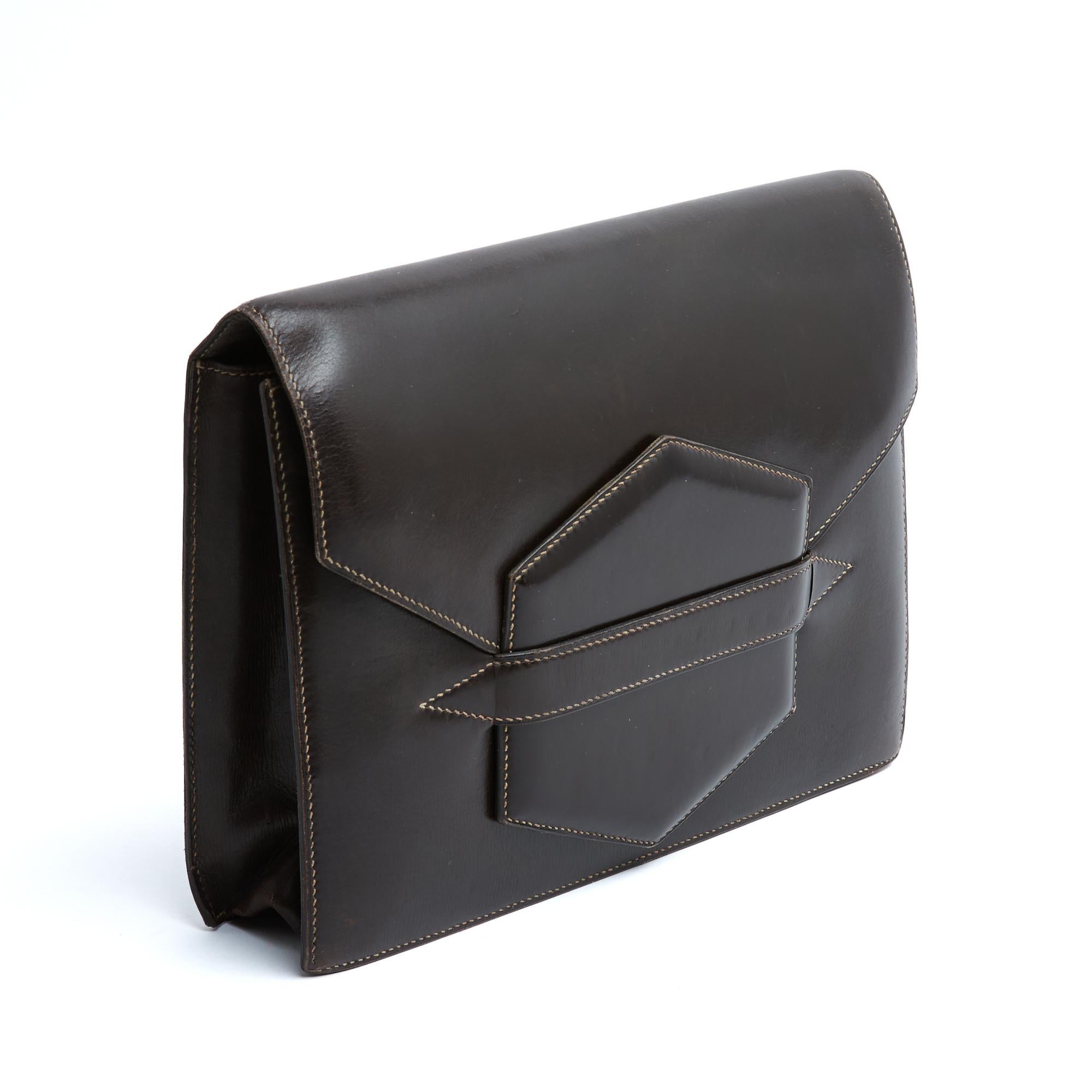 Hermès Faco model clutch, 1980s, in smooth (