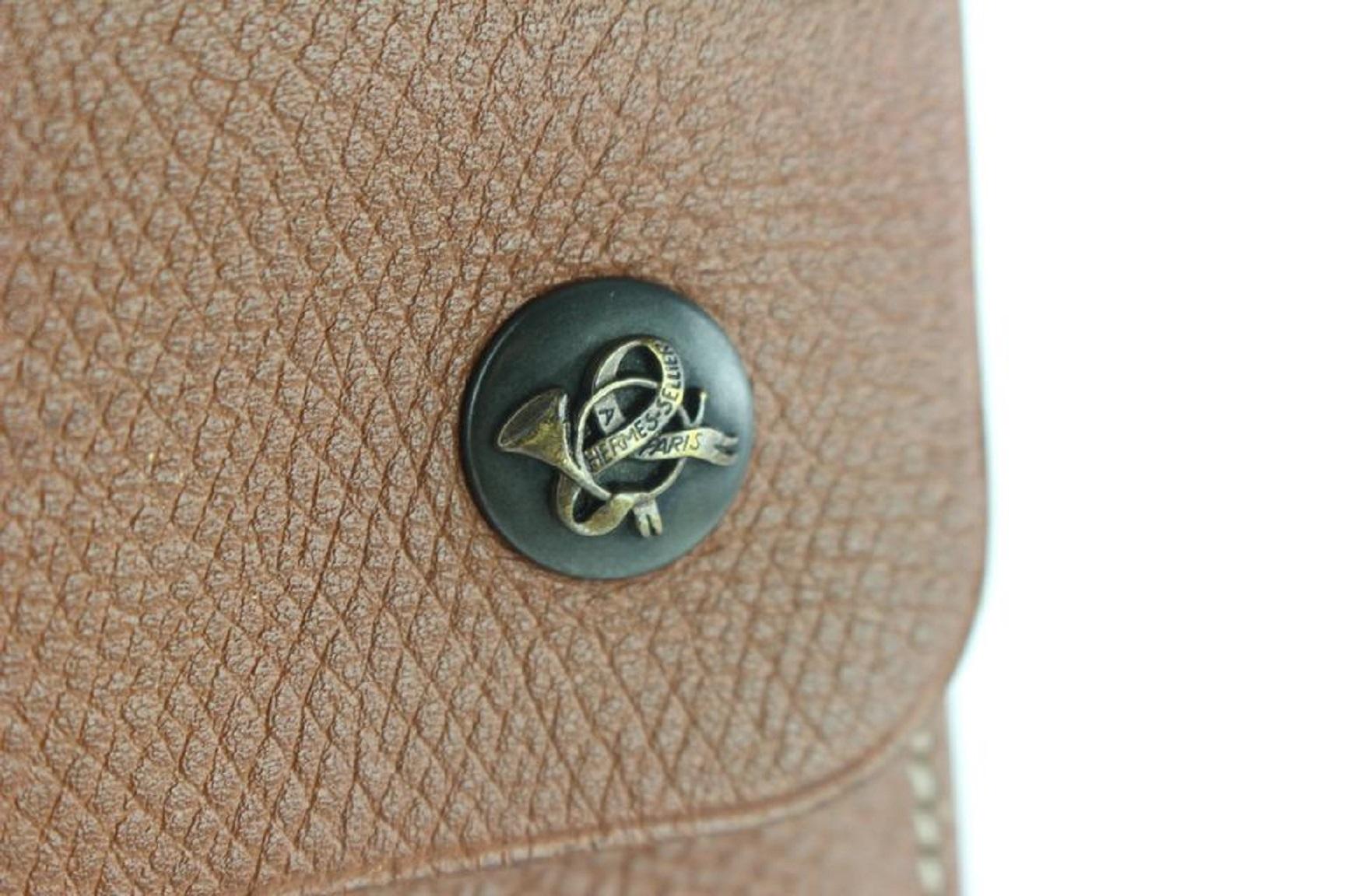 Hermès Pochette Green Fanny Pack Waist Pouch 12hz1130 Brown Leather Clutch For Sale 7