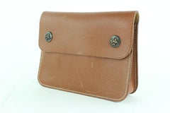 Hermès Pochette Green Fanny Pack Waist Pouch 12hz1130 Brown Leather Clutch