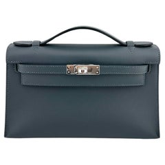 Hermès H0 Gris Kelly Pochette Veau Swift Palladium Hardware