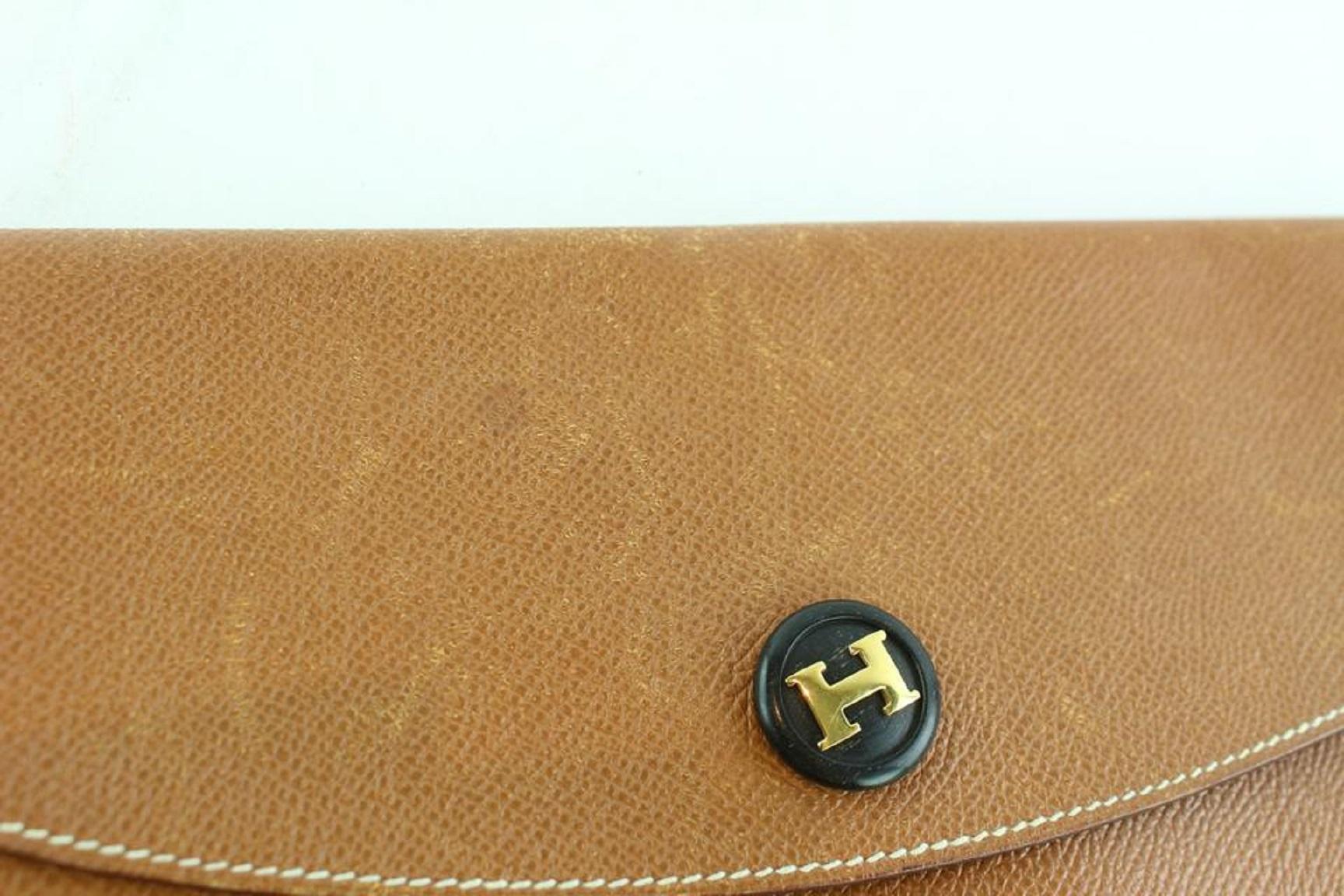 Hermès Pochette Rio Umschlag 7hz1128 Brown Leder Clutch im Angebot 4