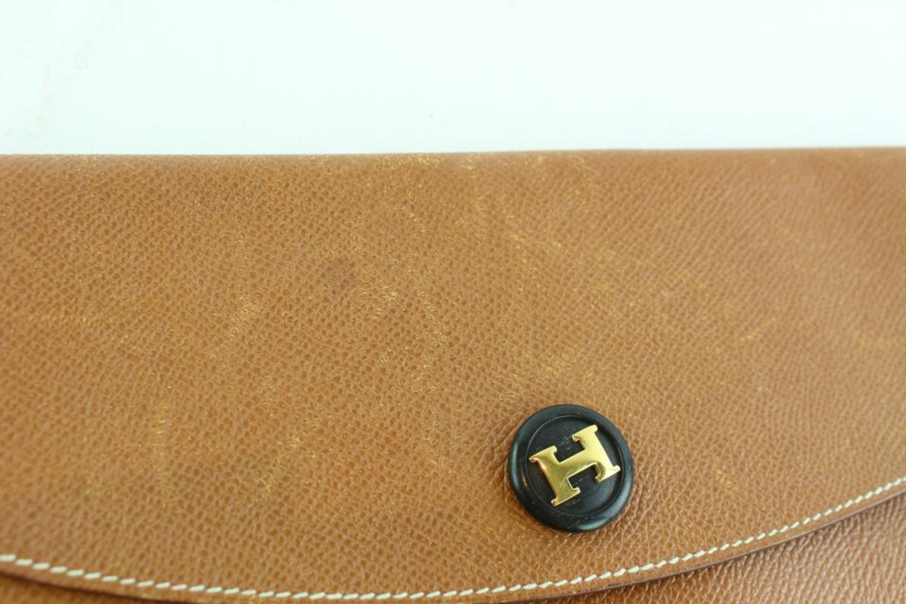 Hermès Pochette Rio Envelope 7hz1128 Brown Leather Clutch For Sale 6