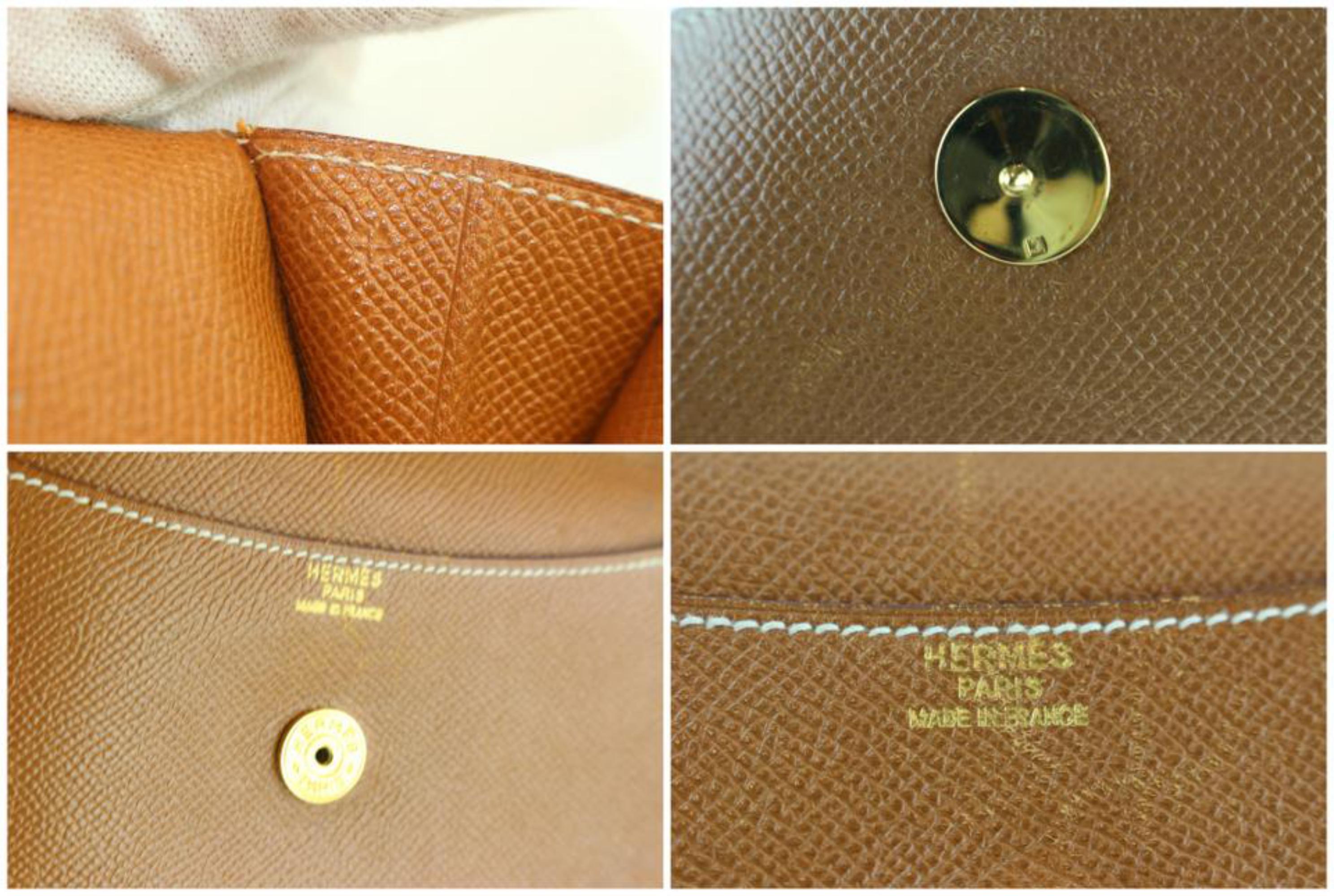 Hermès Pochette Rio Envelope 7hz1128 Brown Leather Clutch In Good Condition For Sale In Forest Hills, NY