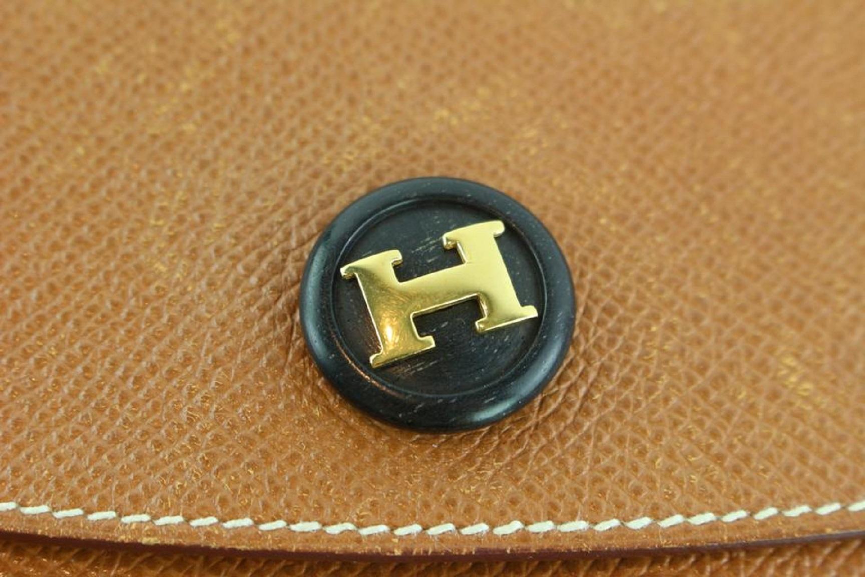 Hermès Pochette Rio Umschlag 7hz1128 Brown Leder Clutch im Zustand „Gut“ im Angebot in Dix hills, NY