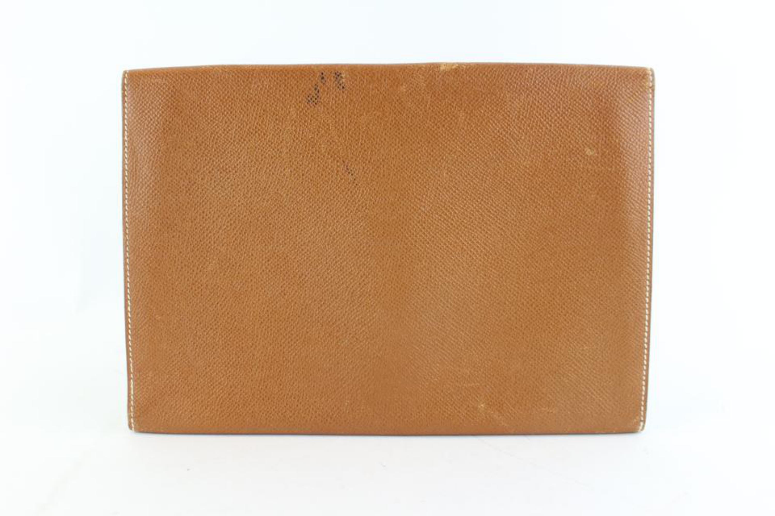 Hermès Pochette Rio Envelope 7hz1128 Brown Leather Clutch For Sale 4