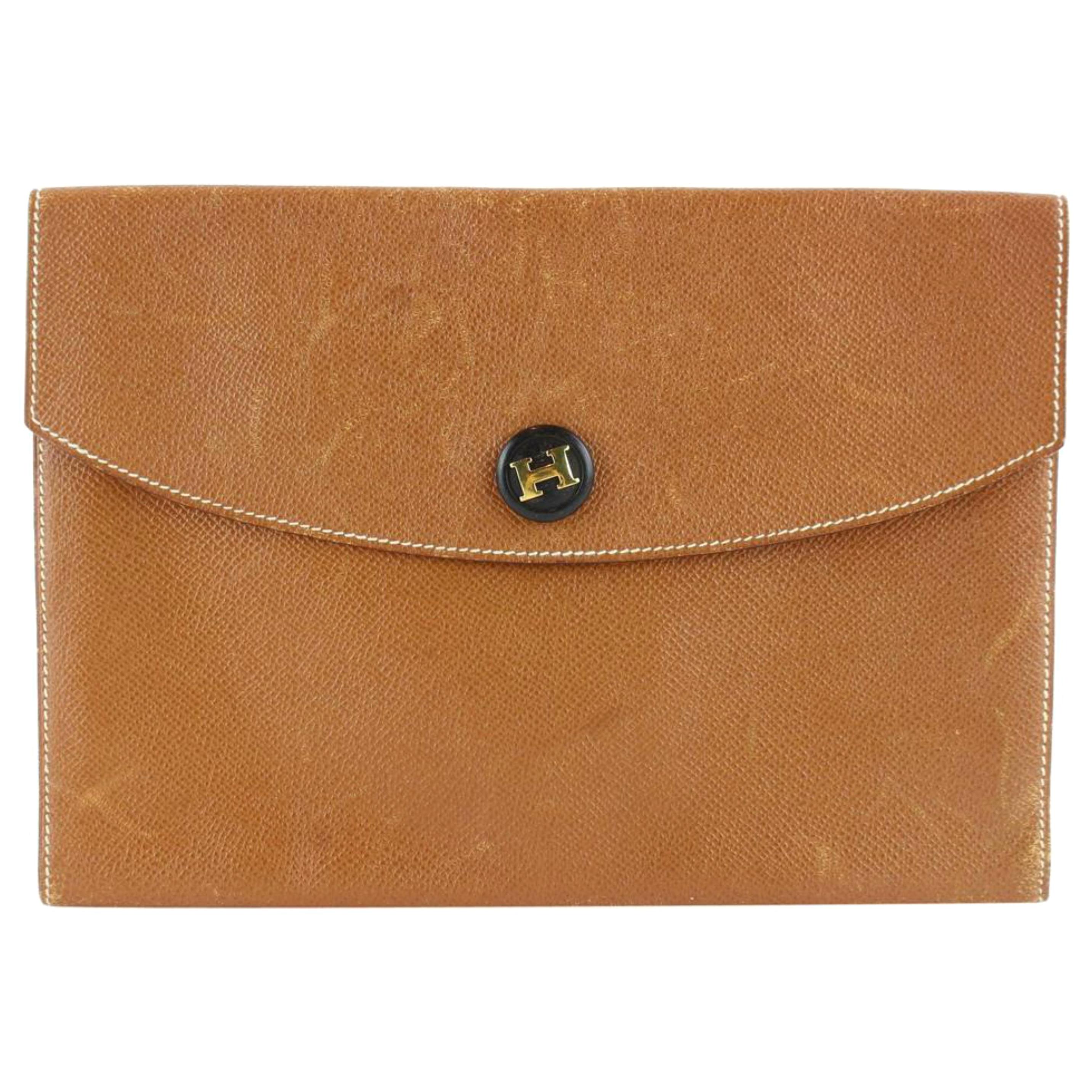 Hermès Pochette Rio Envelope 7hz1128 Brown Leather Clutch For Sale