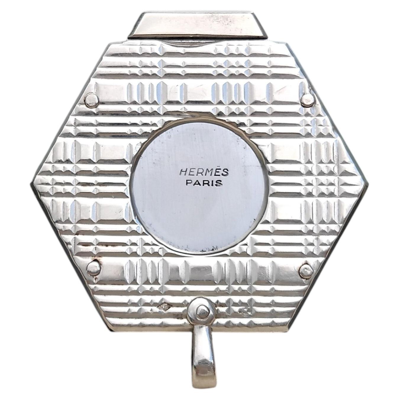 Hermès Silver Retractable Cigar Cutter Pendant or Keyring For Sale