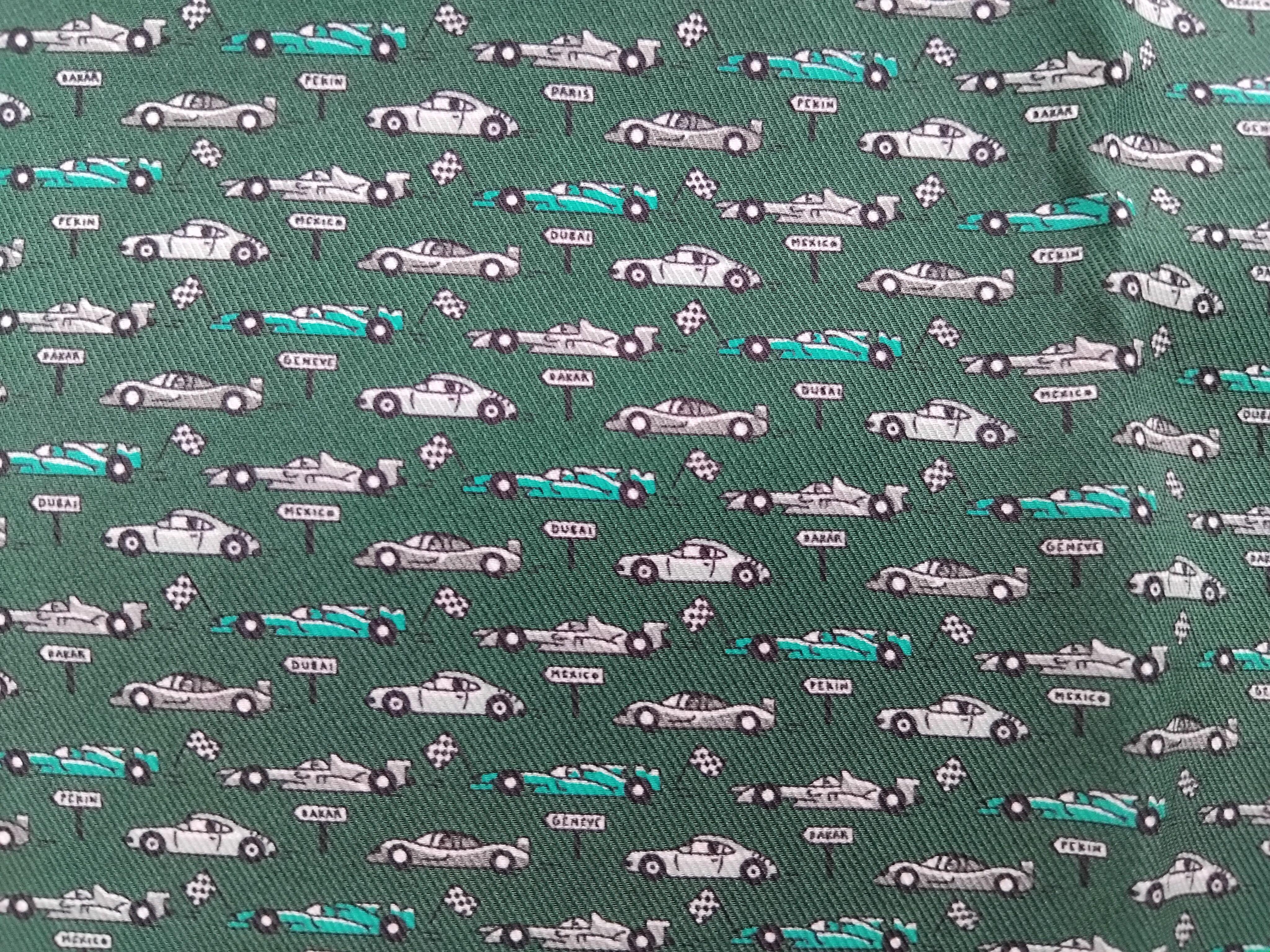 Gray Hermès Pocket Square Silk FIA International Automobile Federation Racing Cars