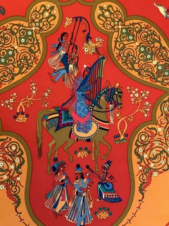 Hermès Poésie Persane Orange Silk Scarf