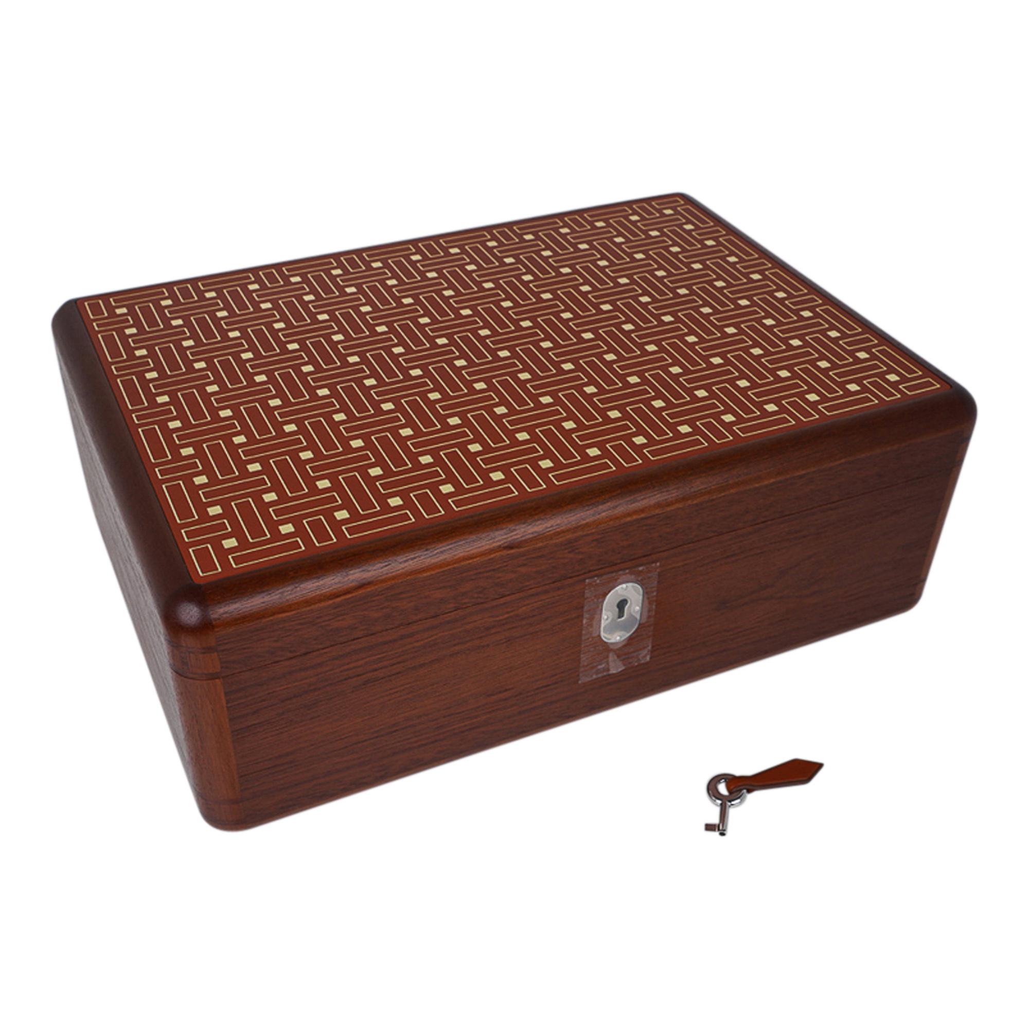 Women's or Men's Hermes Poker Box Set Mahogany Wood New w/Box