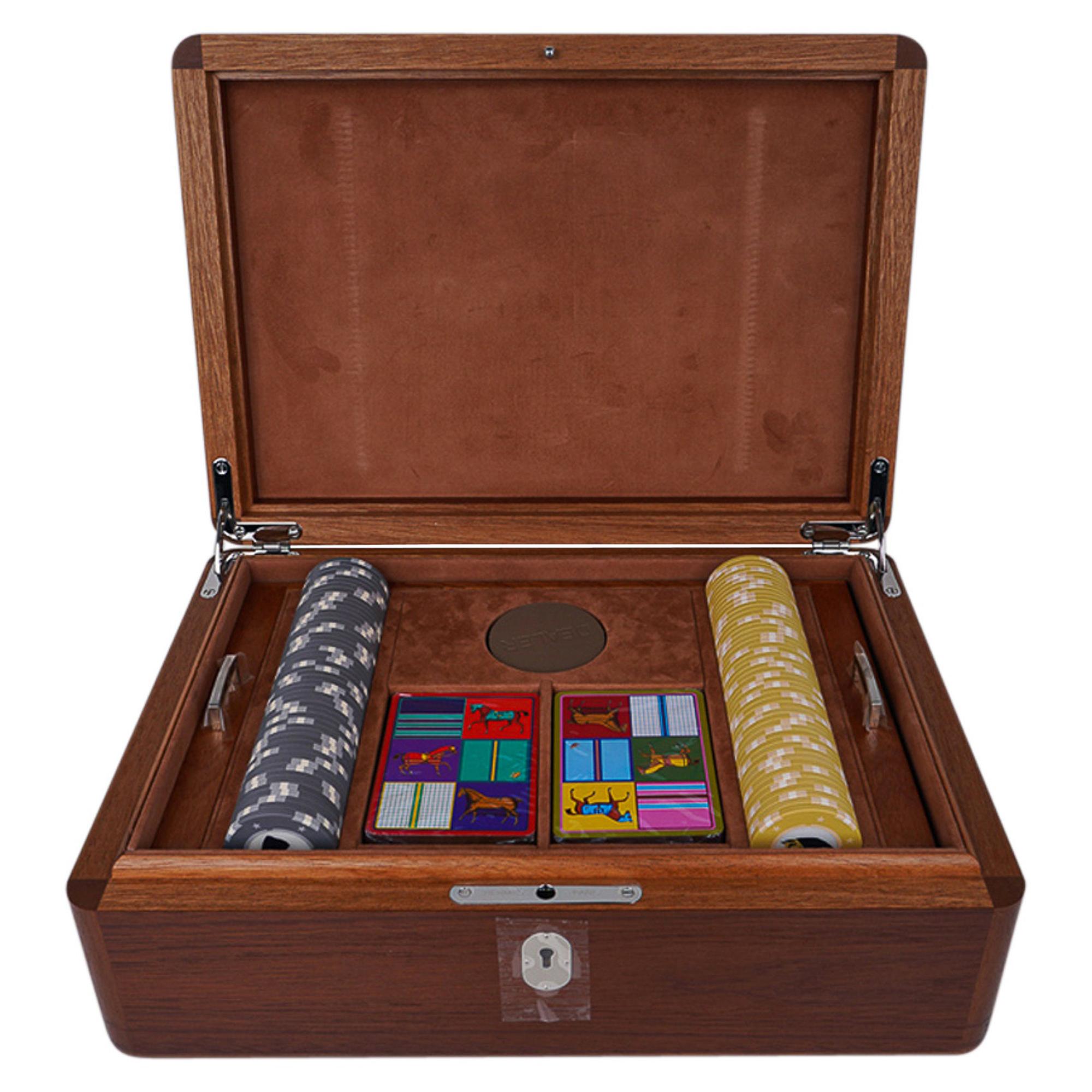 Hermes Poker Box Set Mahogany Wood New w/Box at 1stDibs