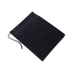 Hermes Poker Compact Wallet Black Matte Alligator New w/Box