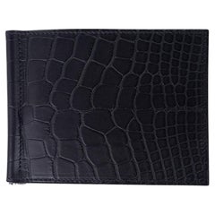 Hermes Poker Compact Wallet Black Matte Alligator New w/Box