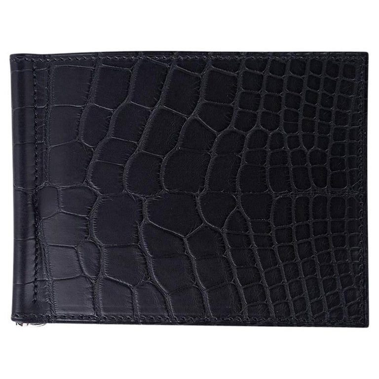 HERMES Black Alligator Bearn Compact Wallet GHW D/ 2019 *New