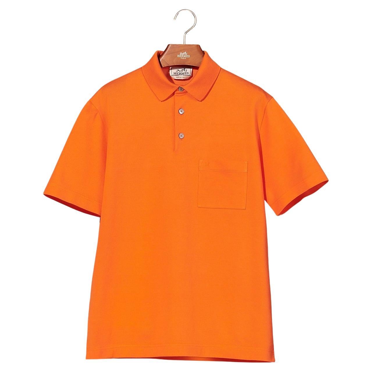 Hermes Polo shirt with H broderie buttons Rouge Vif Cotton Size XXL For  Sale at 1stDibs