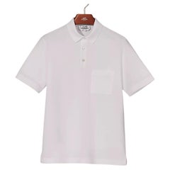 Hermes White H embroidered buttoned polo shirt Size L