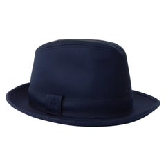 Hermès Polyester Hat Navy Blue S. 55/56
